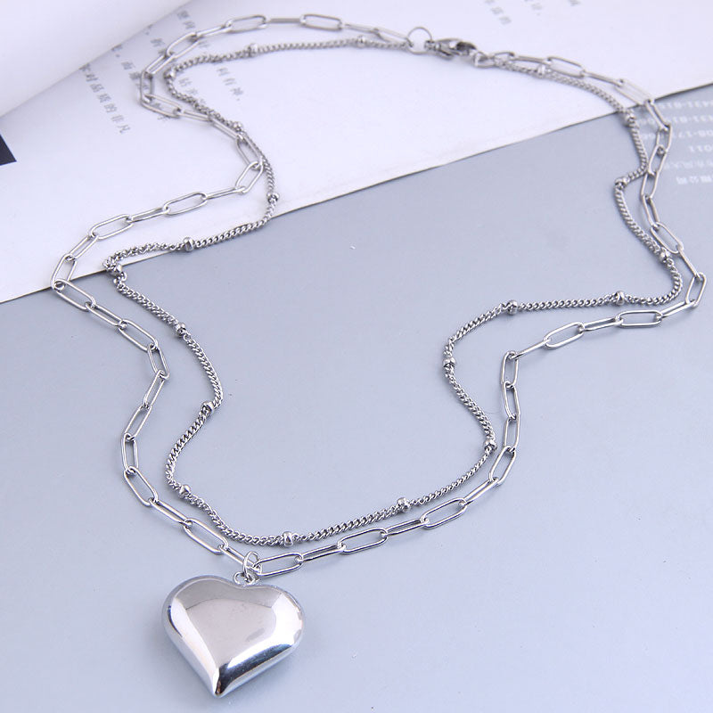 Heart of Grace Layered Necklace Stainless Steel