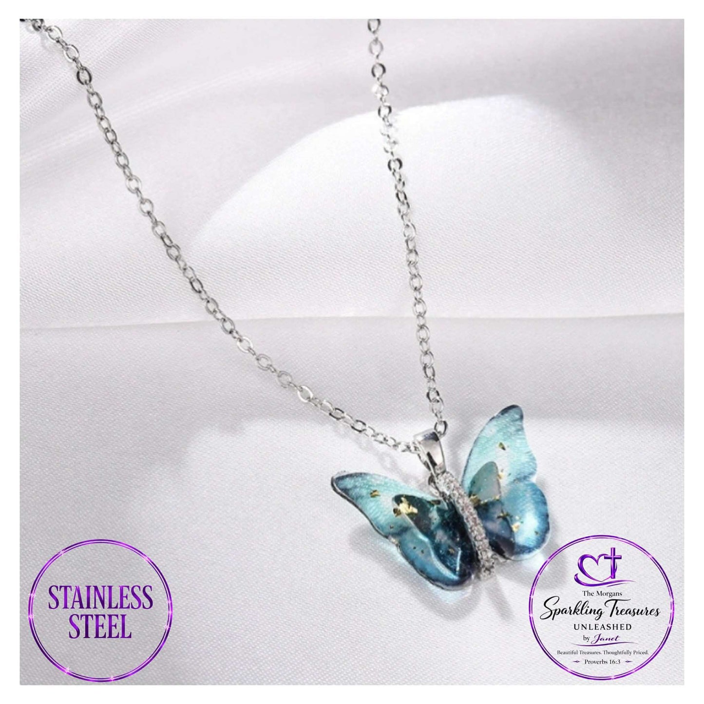 Midnight Flutter Butterfly Necklace ✨(Purple/Blue) Accessories,Butterfly,Necklace,Short Necklace,UNLEASHED COLLECTION