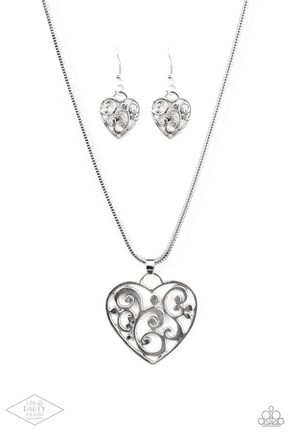 FILIGREE Your Heart With Love - Silver Paparazzi Necklace $5 Jewelry with Janet Morgan Necklaces
