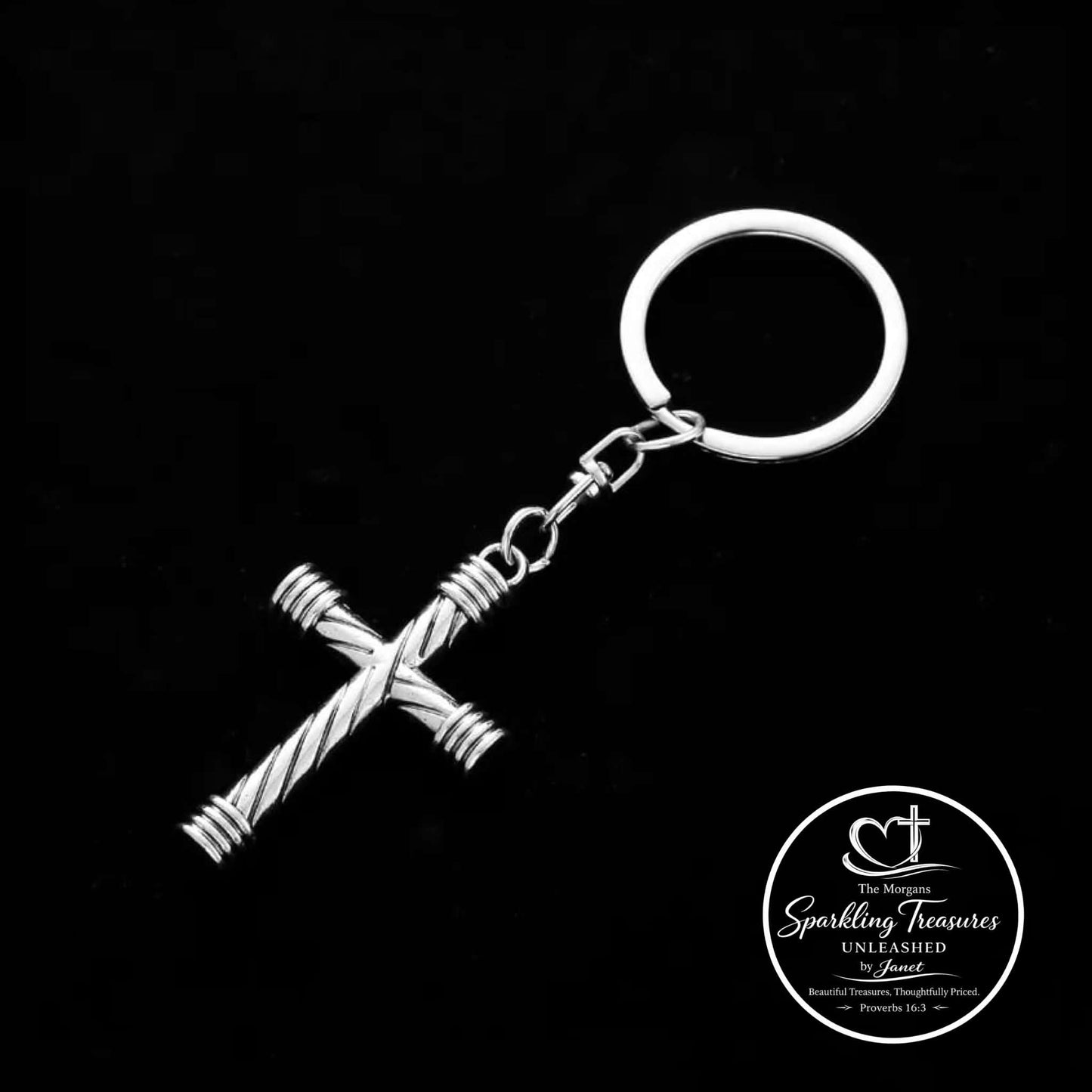 Faithfully Crossed Keychain Silver