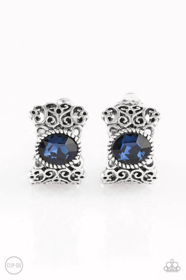 Paparazzi Earring ~ Glamorously Grand Duchess - Blue