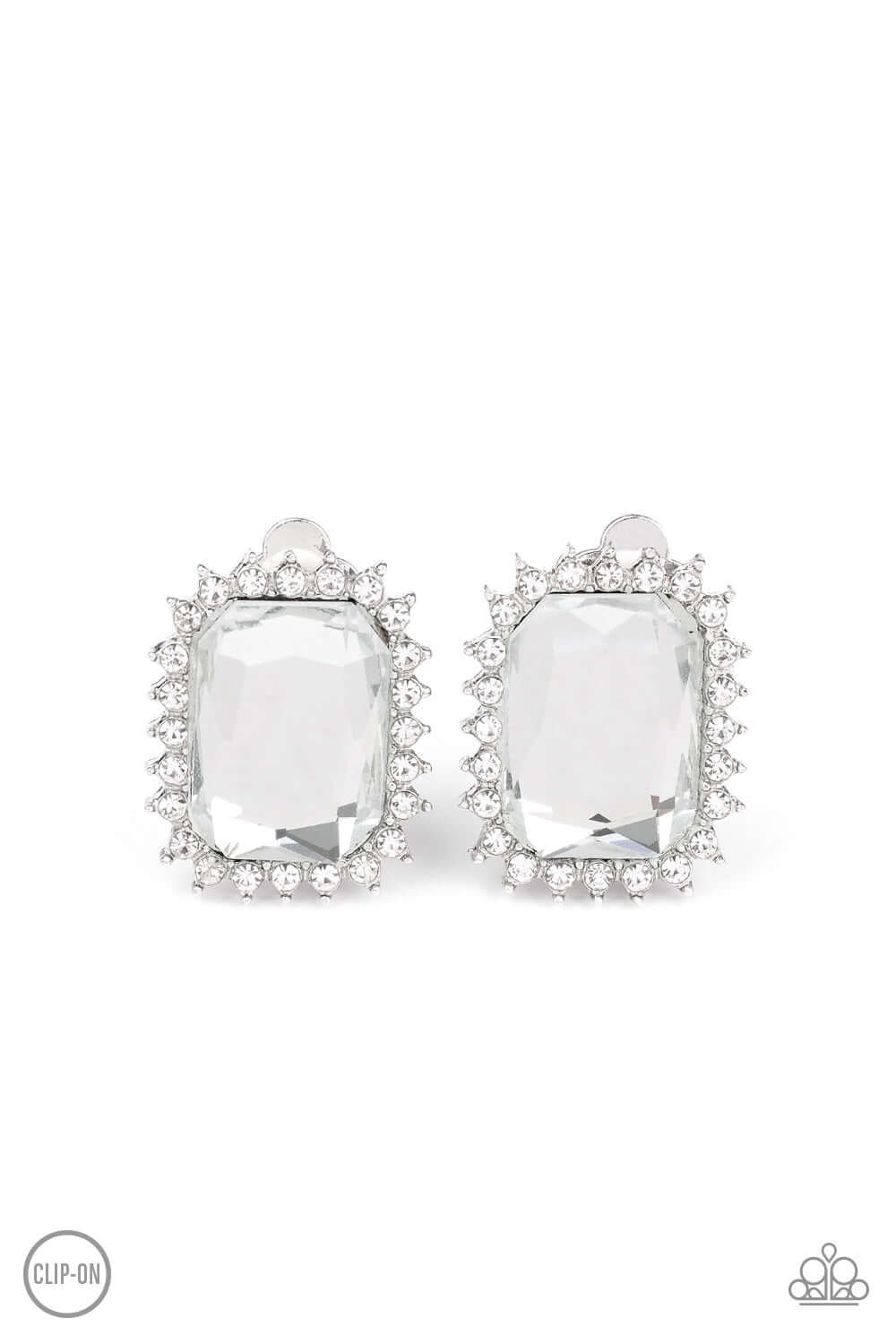 TMST Bling Insta Famous - White Clip On Earrings Paparazzi