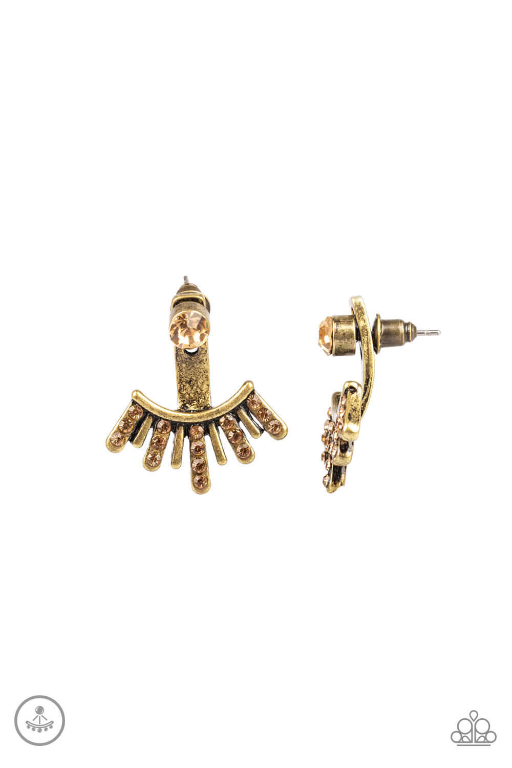 Paparazzi "Diva Dynamite" Brass Post Earrings $5 Jewelry with Janet Morgan Earrings