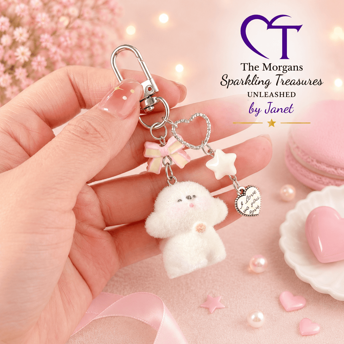 Sweetheart Fluffy Puppy Dog Charm Collection Accessories,Animal Lovers,Cirtters,Gift Ideas,Gifts,KeyChain,Puppy Dog,UNLEASHED COLLECTION