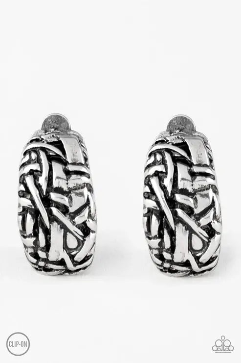 Paparazzi Couture Collision - Silver Clip-On $5 Jewelry with Janet Morgan EARRINGS