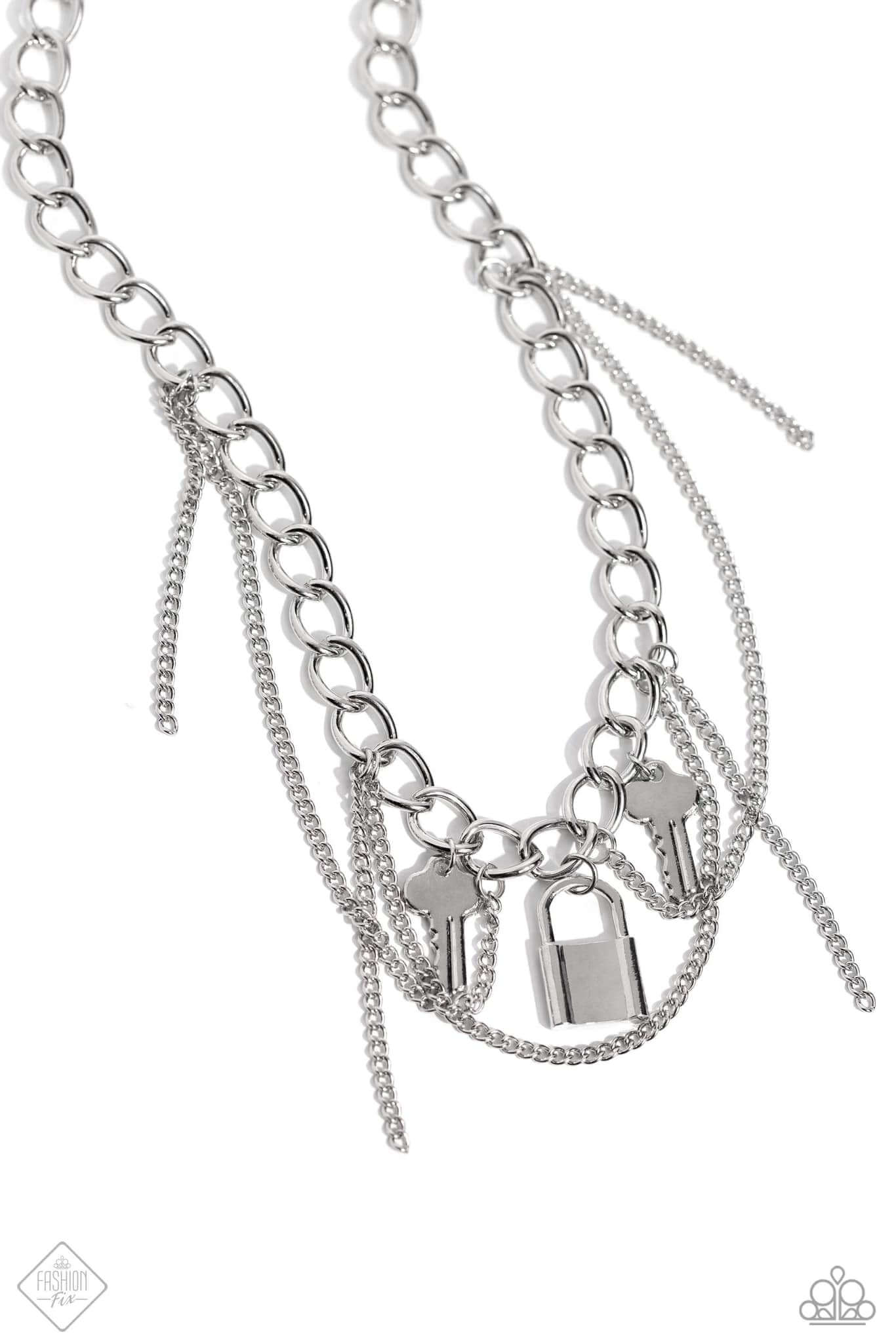 Against the LOCK - Silver Paparazzi Necklace $5 Jewelry with Janet Morgan Necklaces