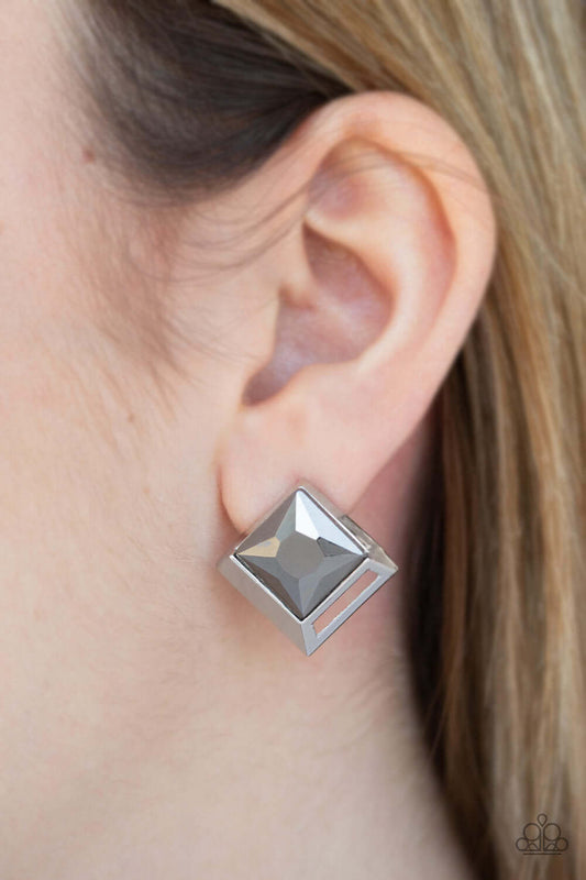 Stellar Square - Silver Paparazzi Accessories Earrings $5 Jewelry with Janet Morgan Earrings
