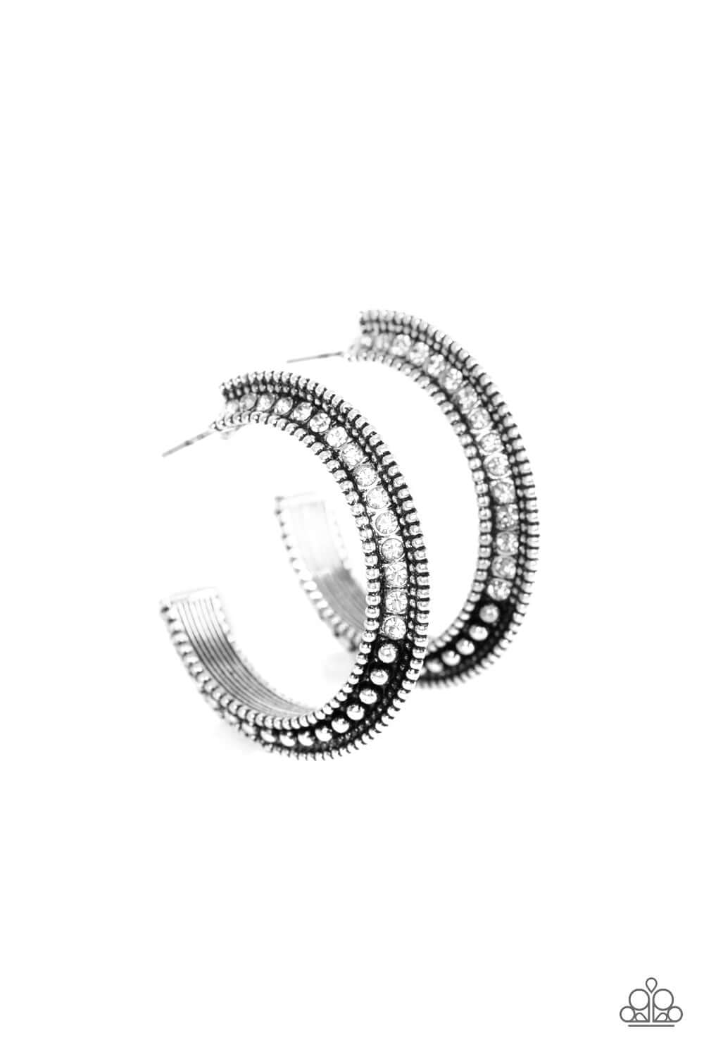 TMST Bling Retro Reverberation - Paparazzi Accessories White Earrings