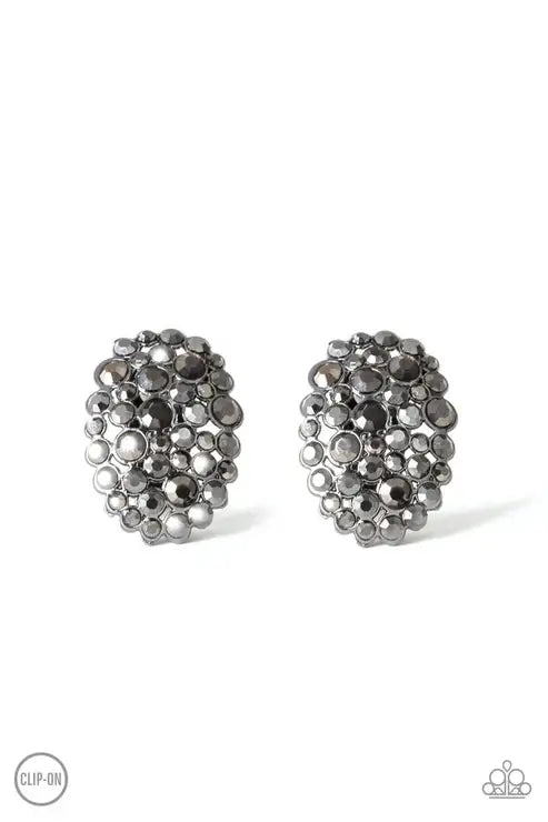 Paparazzi Daring Dazzle - Black Clip-On $5 Jewelry with Janet Morgan EARRINGS