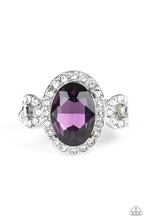 Paparazzi Magnificent Majesty - Purple Ring Accessories,Dainty Band Ring,purple,Ring,Silver Accents