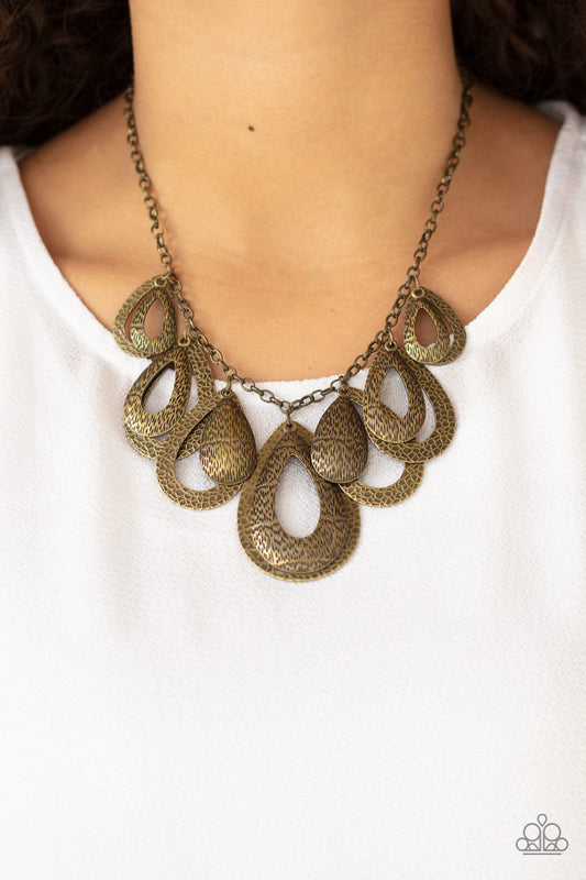 Teardrop Tempest - Brass Paparazzi Accessories Necklace $5 Jewelry with Janet Morgan Necklaces