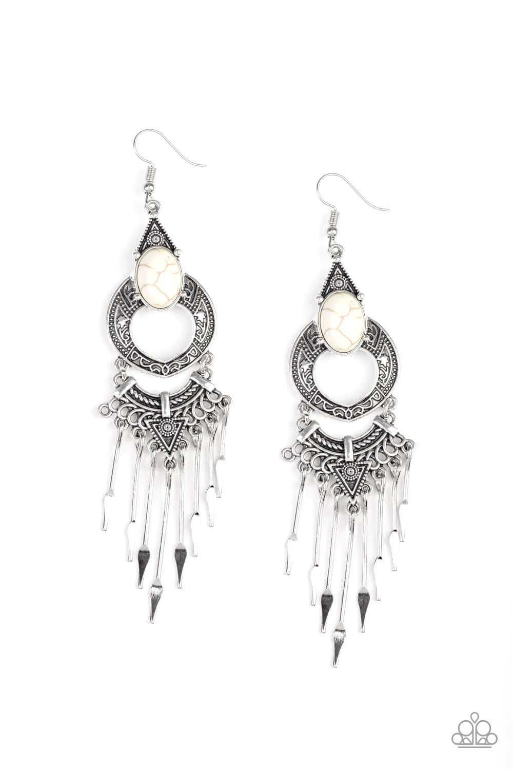Southern Spearhead - White Paparazzi Accessories Earrings $5 Jewelry with Janet Morgan Earrings