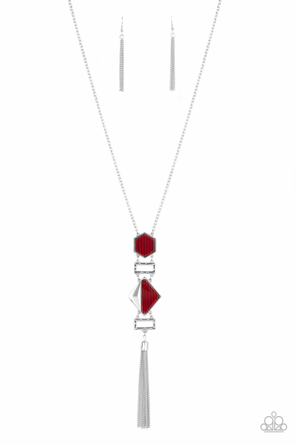 STRIPE Up a Conversation - Red Paparazzi Accessories Necklace $5 Jewelry with Janet Morgan Necklaces