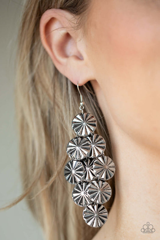 Star Spangled Shine - Silver Paparazzi Accessories Earrings $5 Jewelry with Janet Morgan Earrings