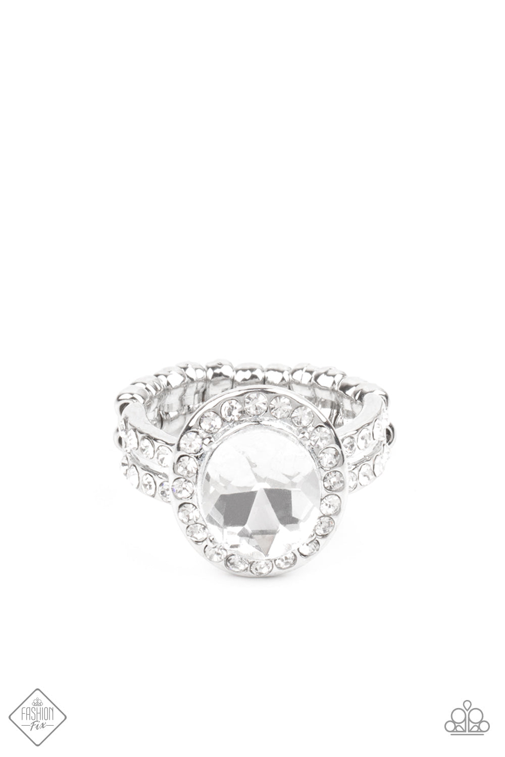 Unstoppable Sparkle - White Paparazzi Ring $5 Jewelry with Janet Morgan rings