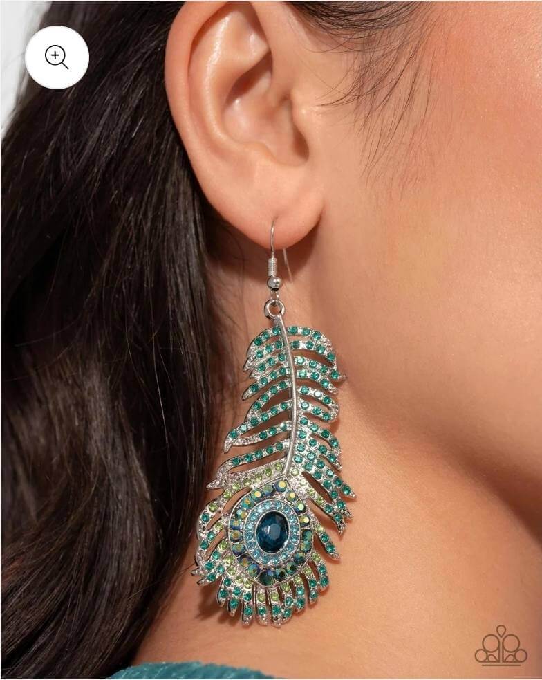 Life of the Party Paparazzi Peacock Earrings Accessories,earrings,Life of the Party Exclusive,Multicolor,Silver Accents