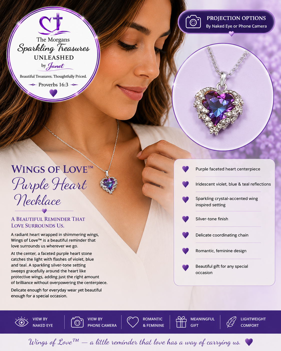Wings of Love™ Purple Heart Necklace