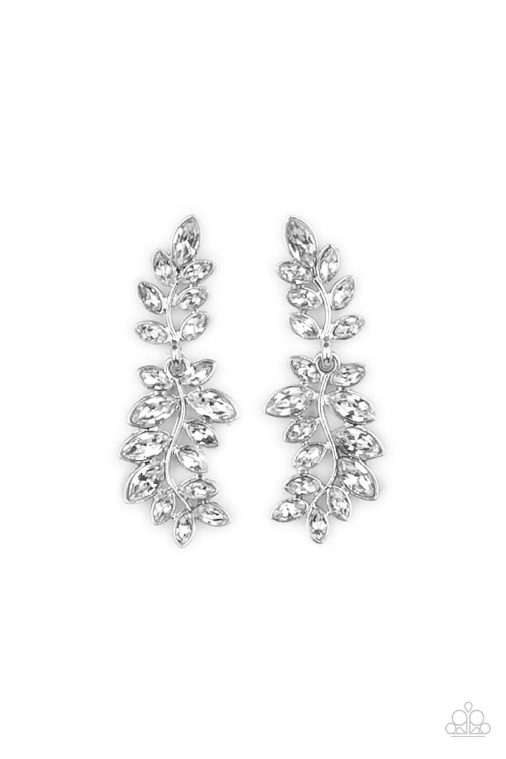 Frond Fairytale - White Paparazzi Accessories Earring $5 Jewelry with Janet Morgan Earrings