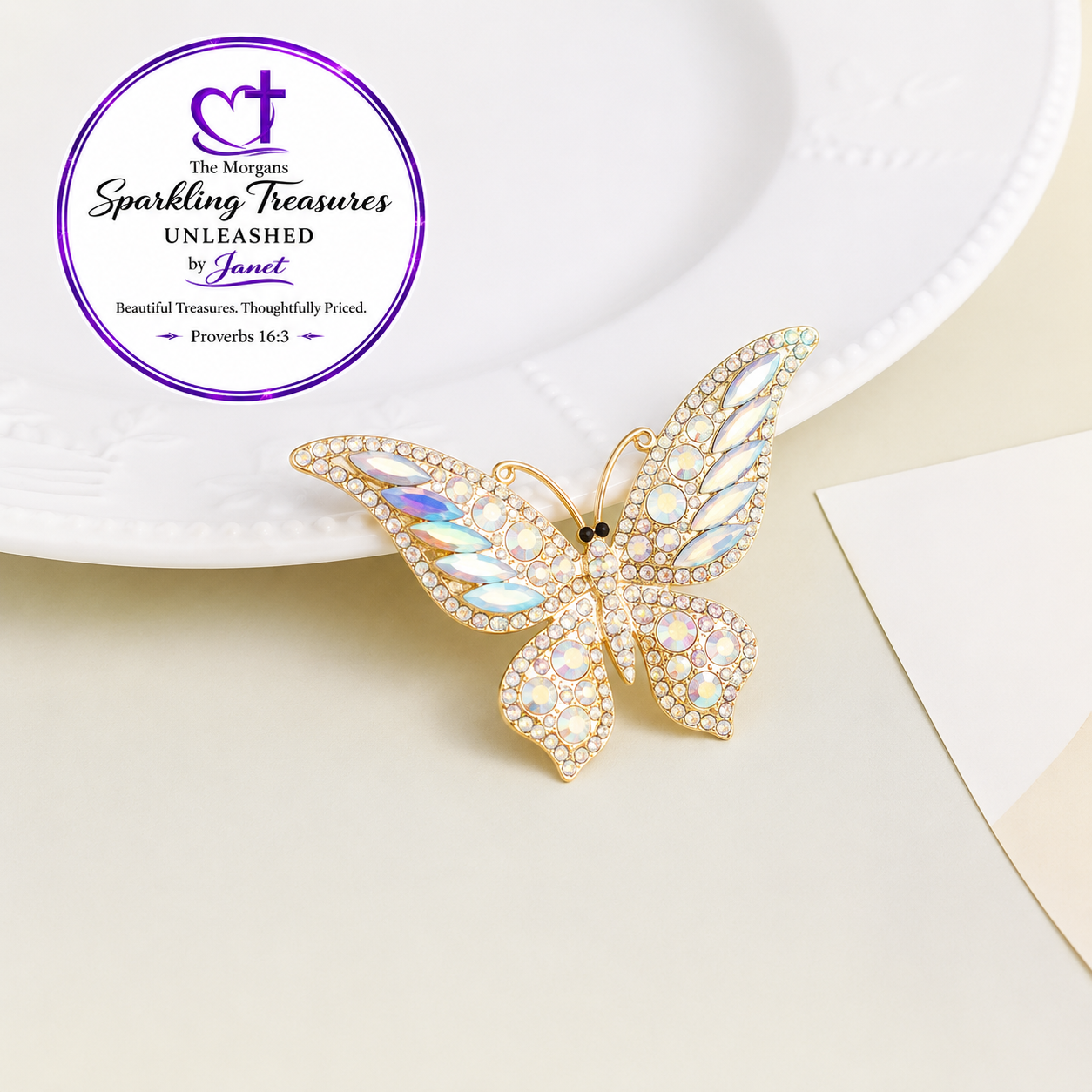 Heaven's Wings™ Butterfly Brooch - Pearl Blush or Ocean Blue