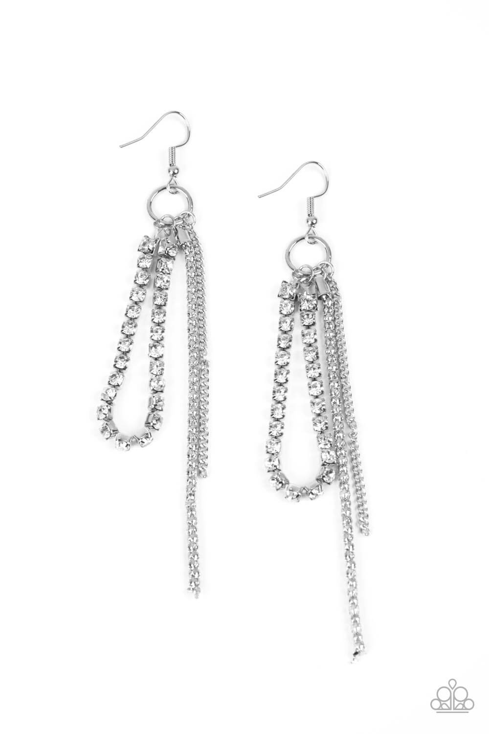 Swing Dance Dazzle - White Paparazzi Accessories Earrings $5 Jewelry with Janet Morgan Earrings