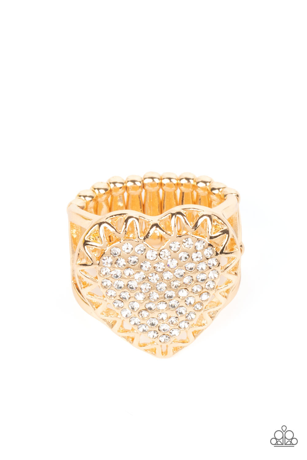 Romantic Escape - Gold Paparazzi Accessories Ring $5 Jewelry with Janet Morgan rings