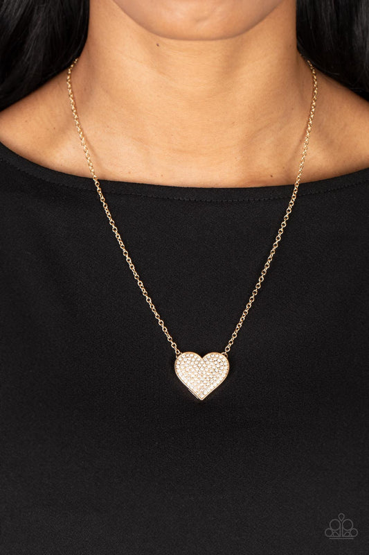 Spellbinding Sweetheart - Gold Paparazzi Accessories Necklace $5 Jewelry with Janet Morgan Necklace