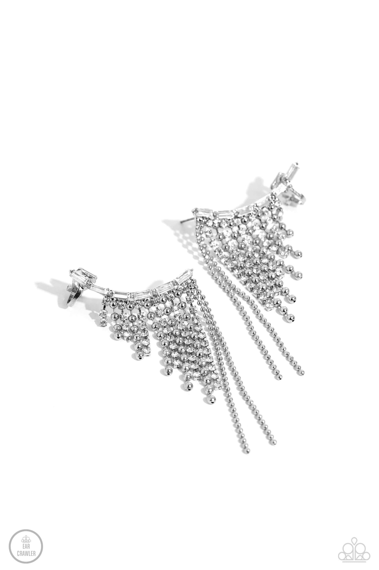 Tapered Tease - White Paparazzi Earcrawler Earrings $5 Jewelry with Janet Morgan Earrings