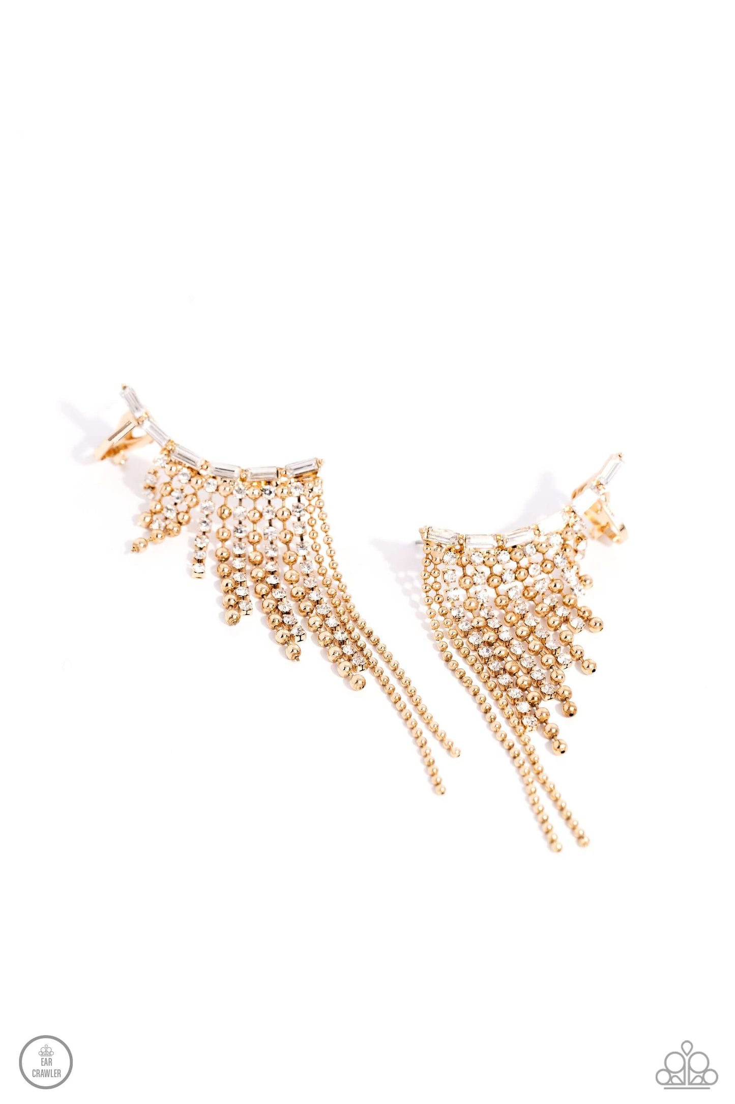 Tapered Tease - Gold Paparazzi Ear Crawler Earrings $5 Jewelry with Janet Morgan Earrings