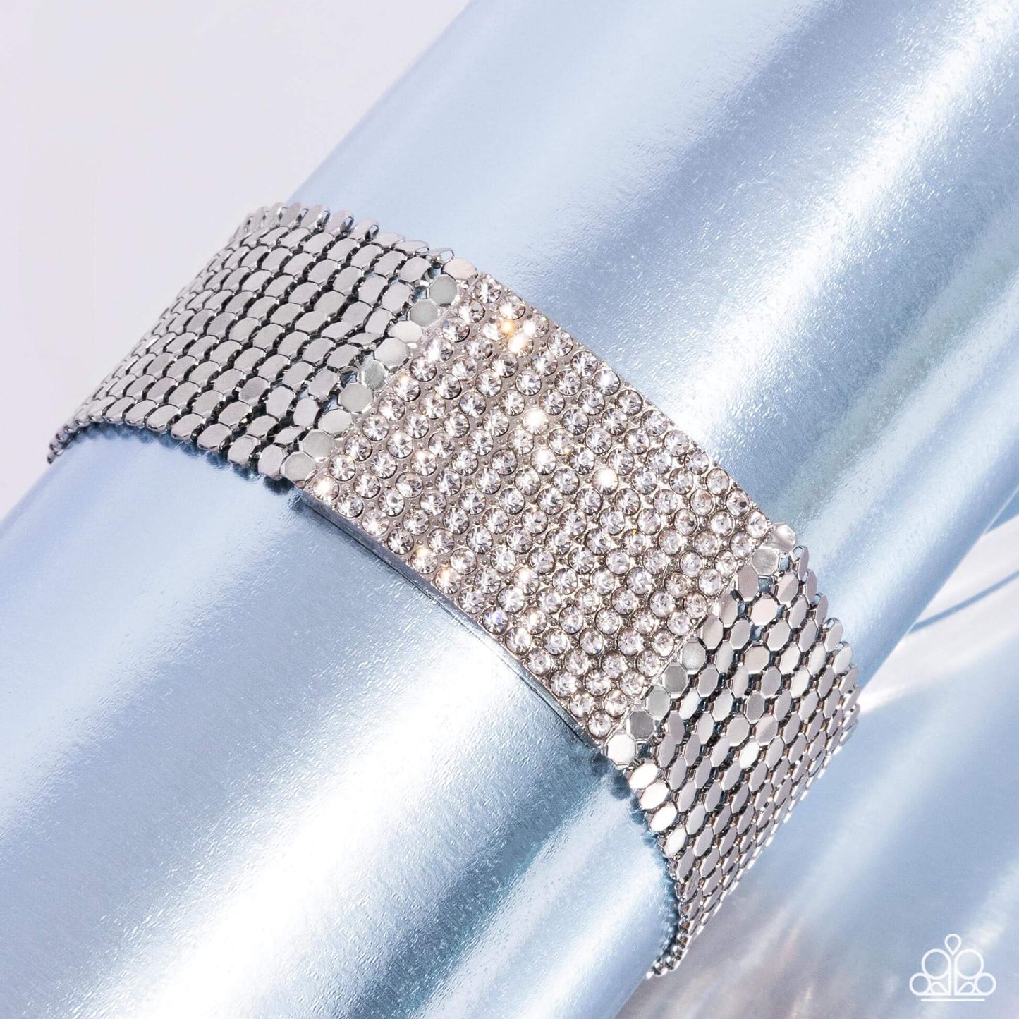 Disco Dame - White Paparazzi Bracelet - Life of the Party Exclusive $5 Jewelry with Janet Morgan Bracelets