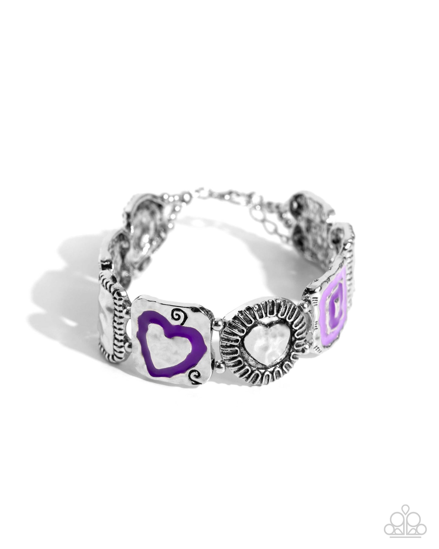 Hammered History - Purple Paparazzi Heart Bracelet $5 Jewelry with Janet Morgan Bracelets