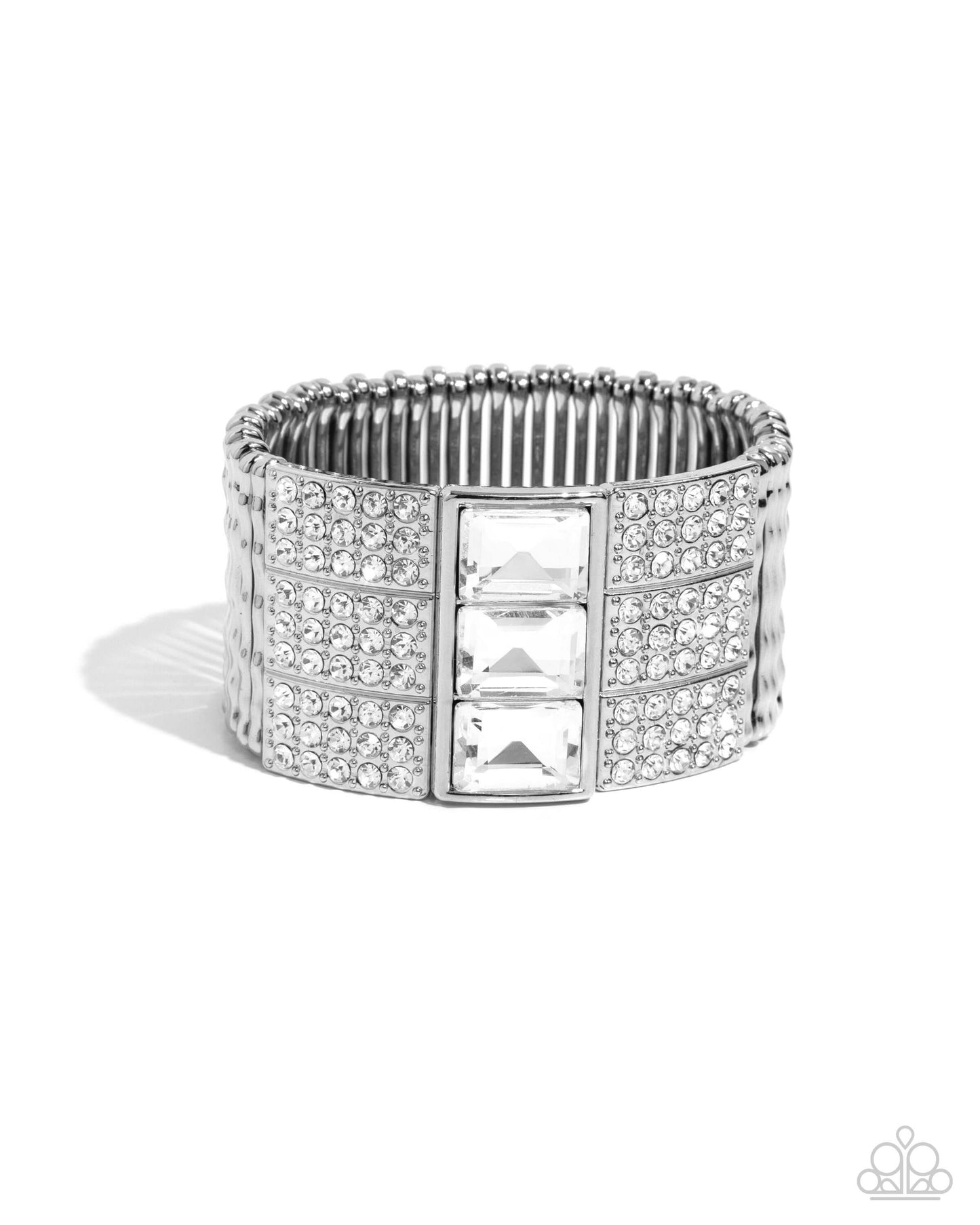 Dramatic Diva - White Paparazzi Bracelet $5 Jewelry with Janet Morgan Bracelets
