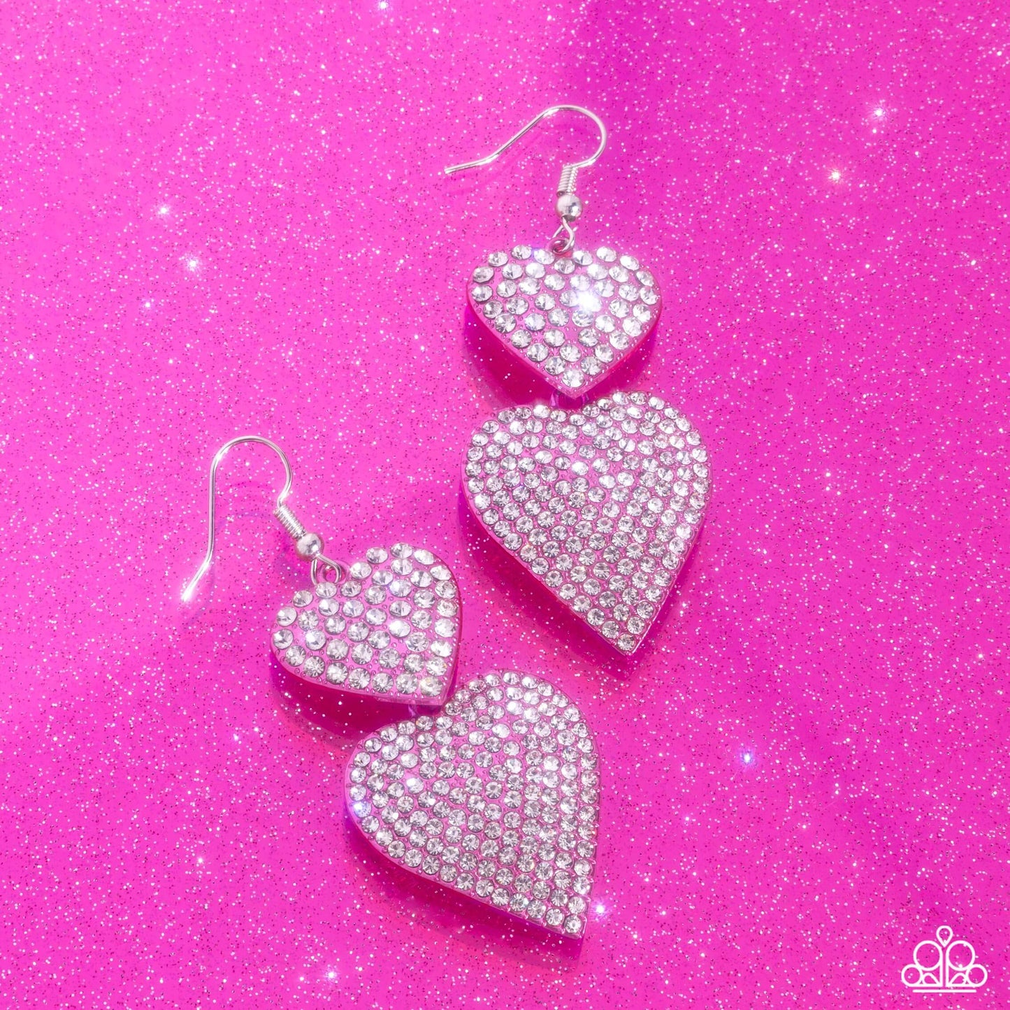 Never Enough Sparkle - Pink Paparazzi Heart Earrings $5 Jewelry with Janet Morgan Earrings