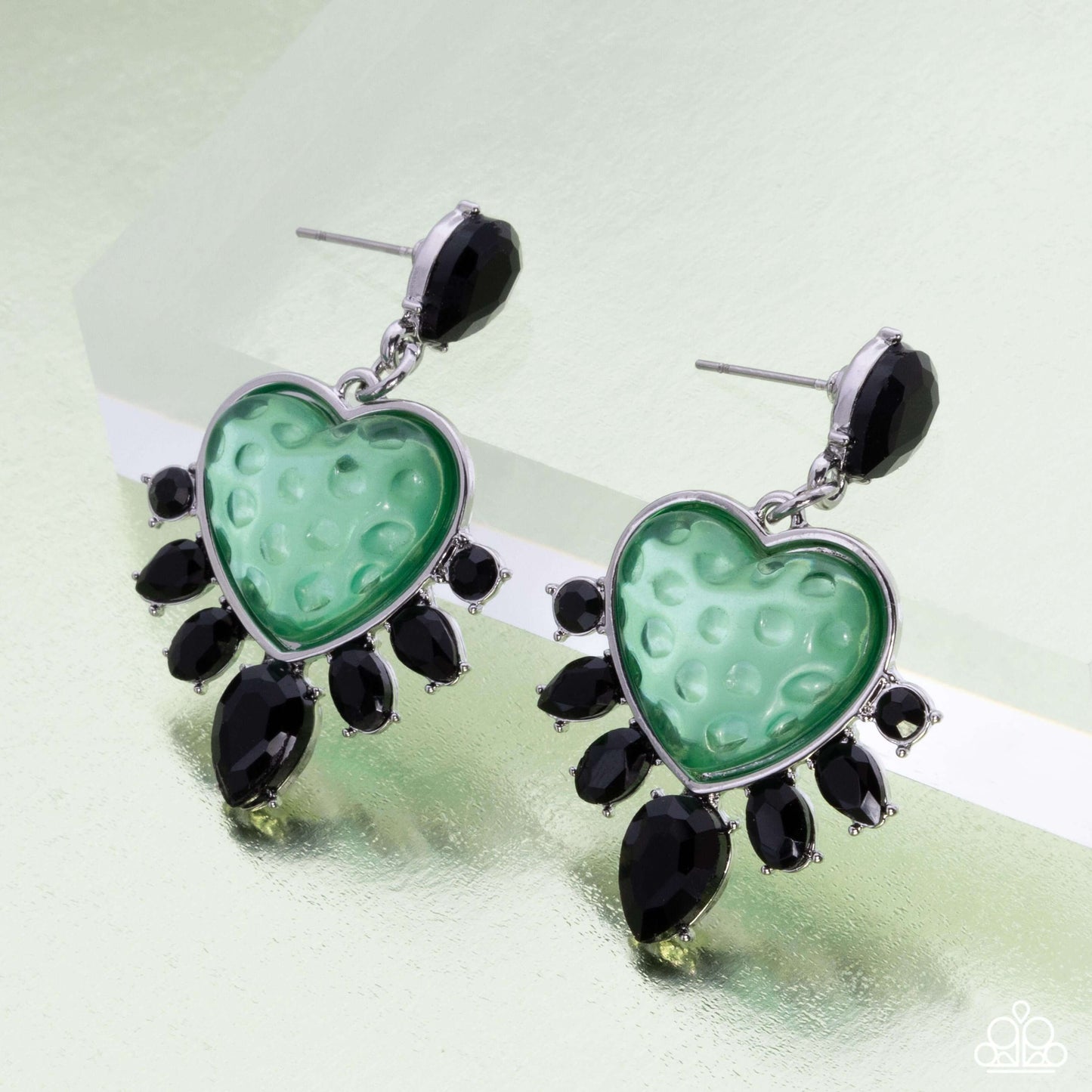 Resort Radiance - Green Paparazzi Heart Earrings $5 Jewelry with Janet Morgan EARRINGS