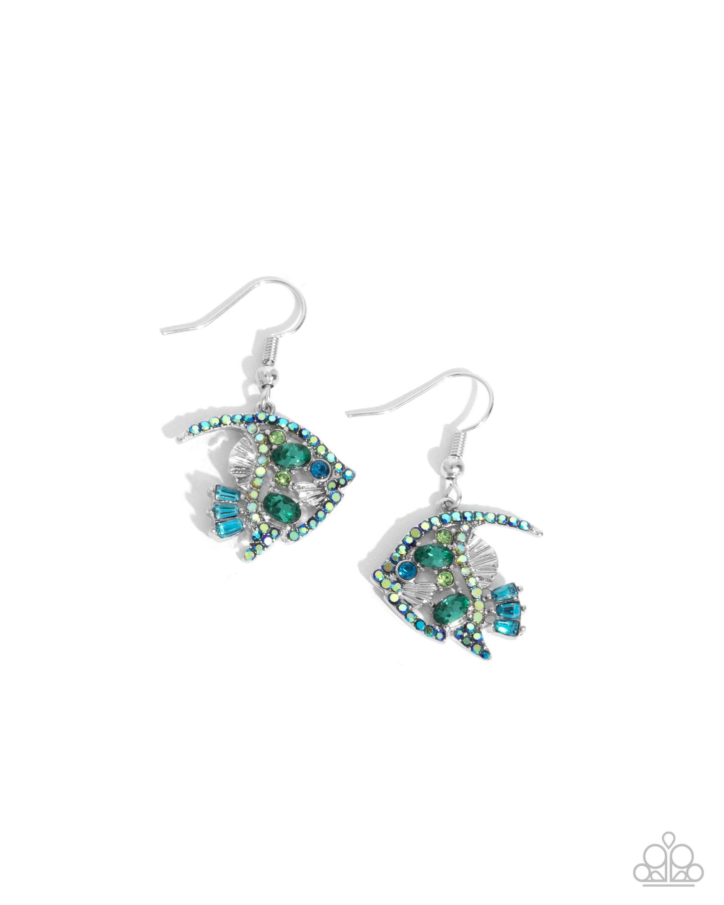 Fancy Free Fish - Green Paparazzi Earrings $5 Jewelry with Janet Morgan EARRINGS