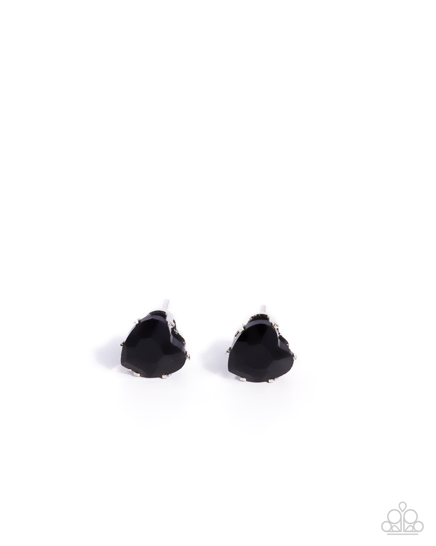 Sweetheart Stunner - Black Paparazzi Earrings Accessories,Black,earrings,Post,Silver Accents