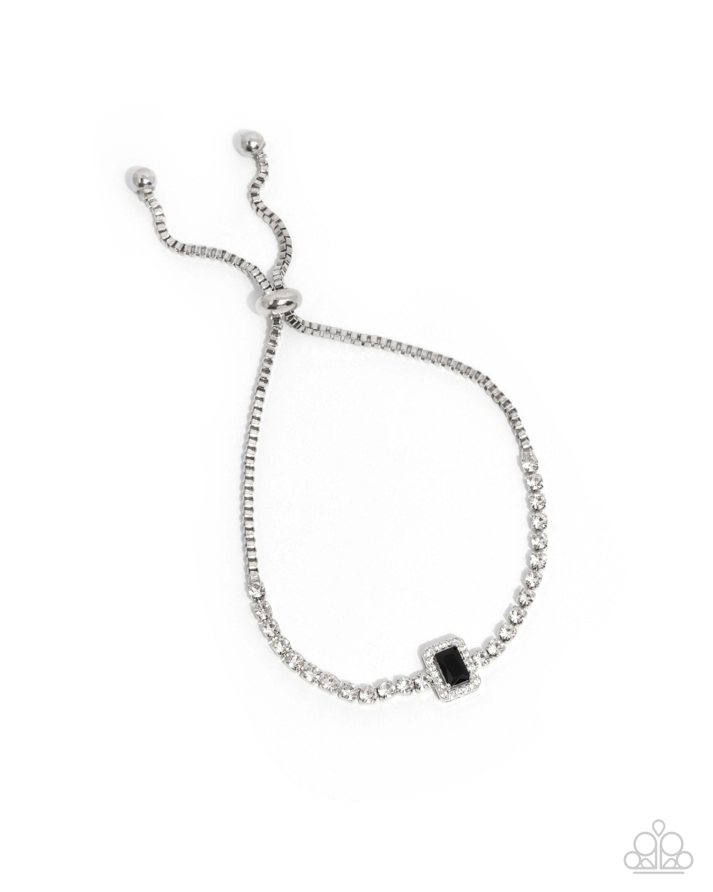 Draped in Dazzle - Black Paparazzi Bracelet Accessories,Black,Bracelet,Silver Accents,White rhinestones