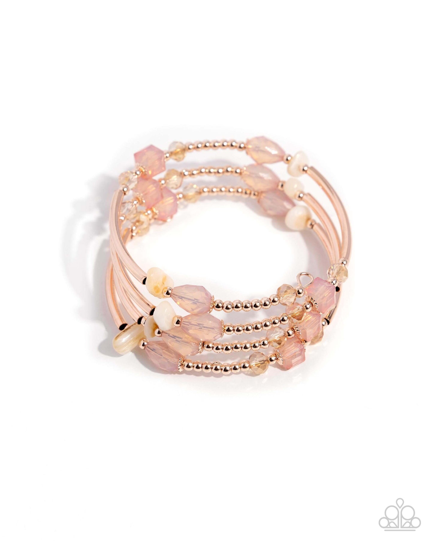 Multiple Choice - Rose Gold Paparazzi Infinity Wrap Bracelet Accessories,Bracelet,Coil Bracelet,Infinity Wrap,Peach,Rose Gold,Shell-Like