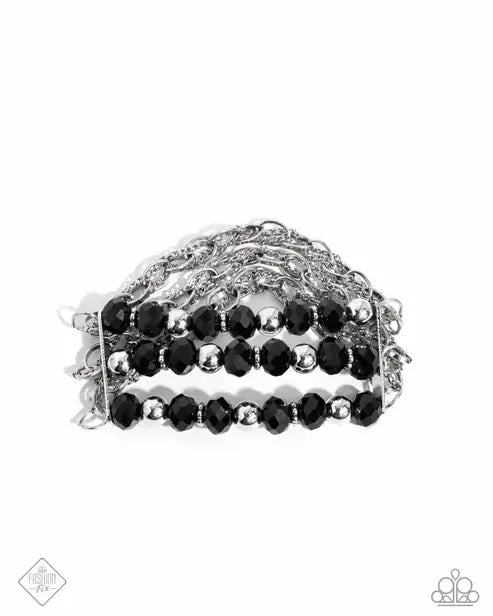 Paparazzi Vicious Vibe Bracelet Accessories,Black,Bracelet,Silver Accents