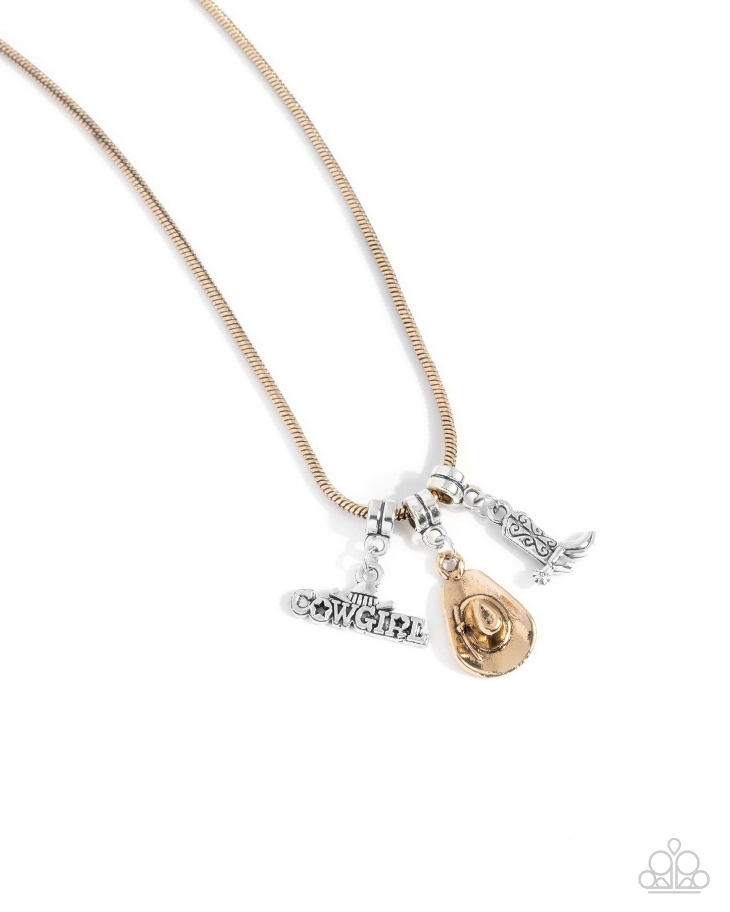 Boy Meets COWGIRL - Multi Paparazzi Charm Necklace Accessories,Charms,Gold,Multicolor,Necklace,Short Necklace,Western,Western Design