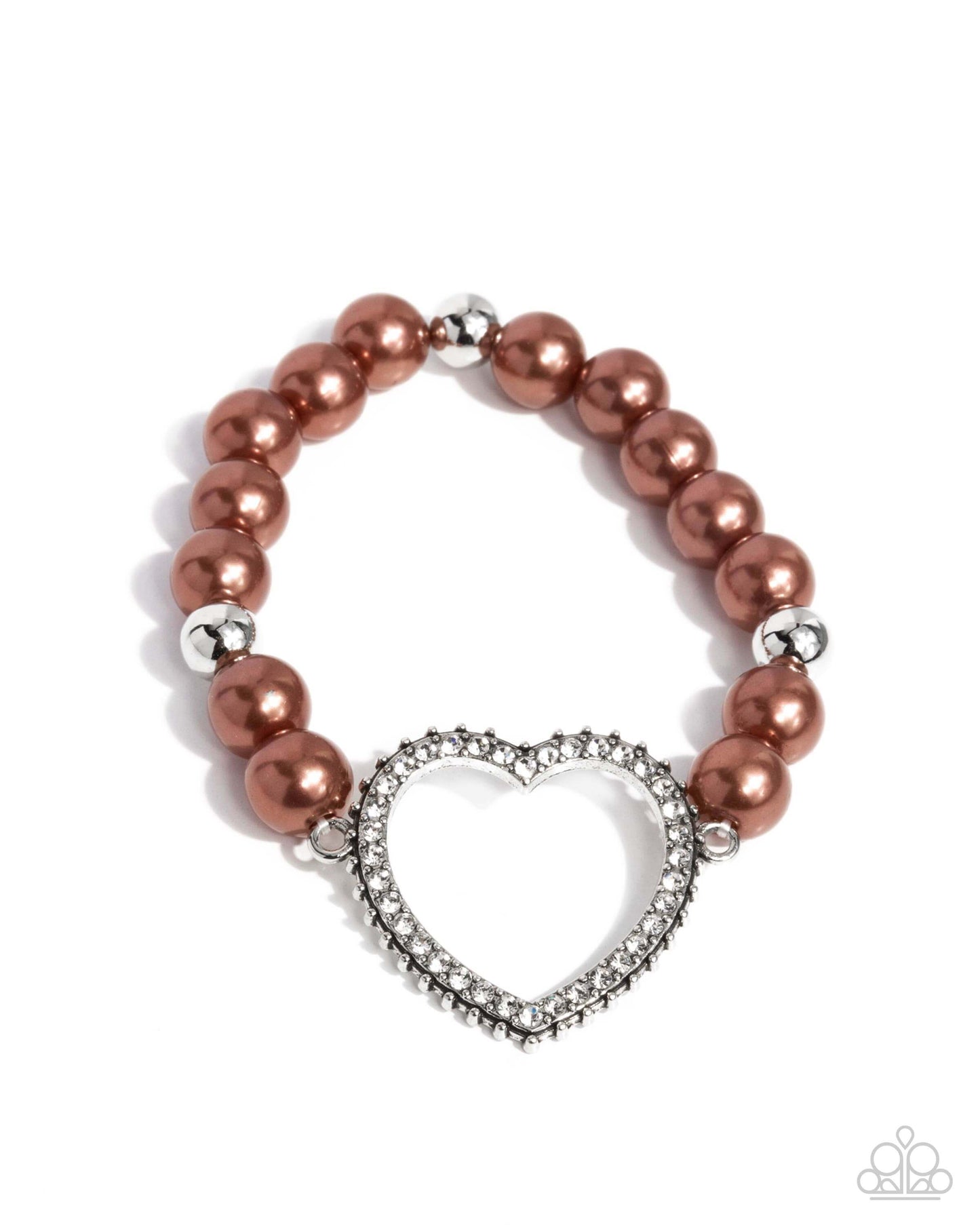 My Love, My Life - Brown Paparazzi Bracelet Accessories,Bracelet,Brown,Hearts,Silver Accents,Stretchy