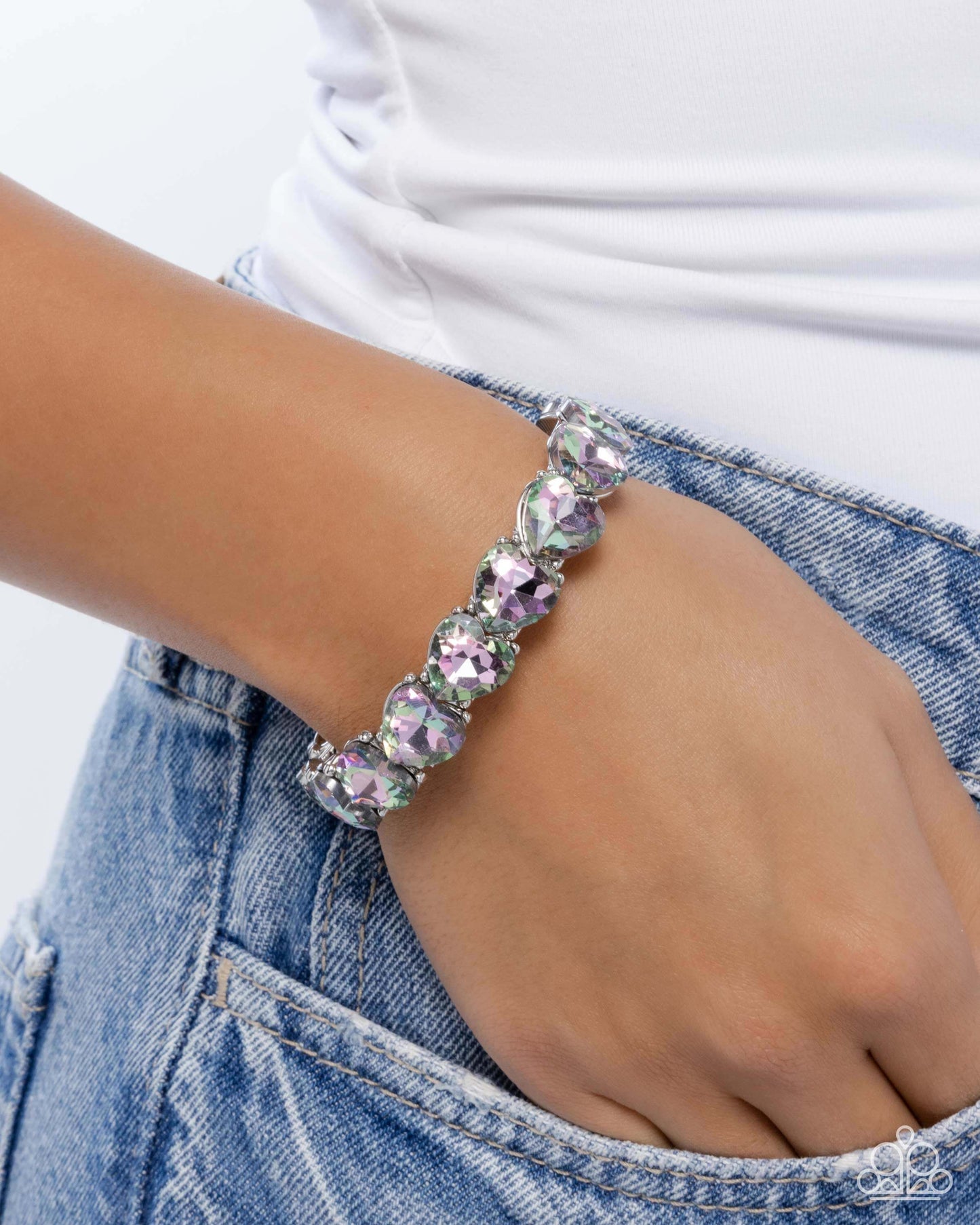 Only One You Love - Multi Paparazzi Heart Bracelet Accessories,Bracelet,Hearts,Multicolor,Stretchy