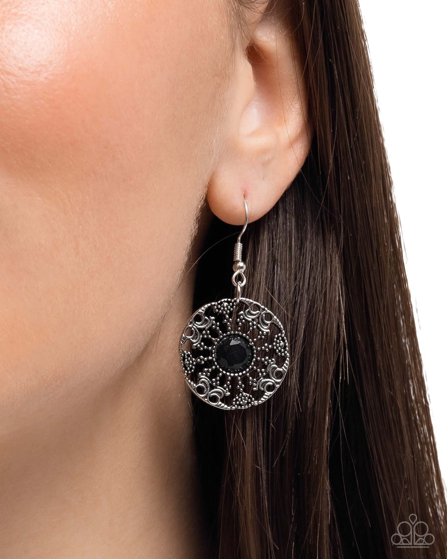 Gentle Glam - Black Paparazzi Necklace Accessories,Acrylic,Black,Gray,Marbled,Necklace,Short Necklace,Silver Accents