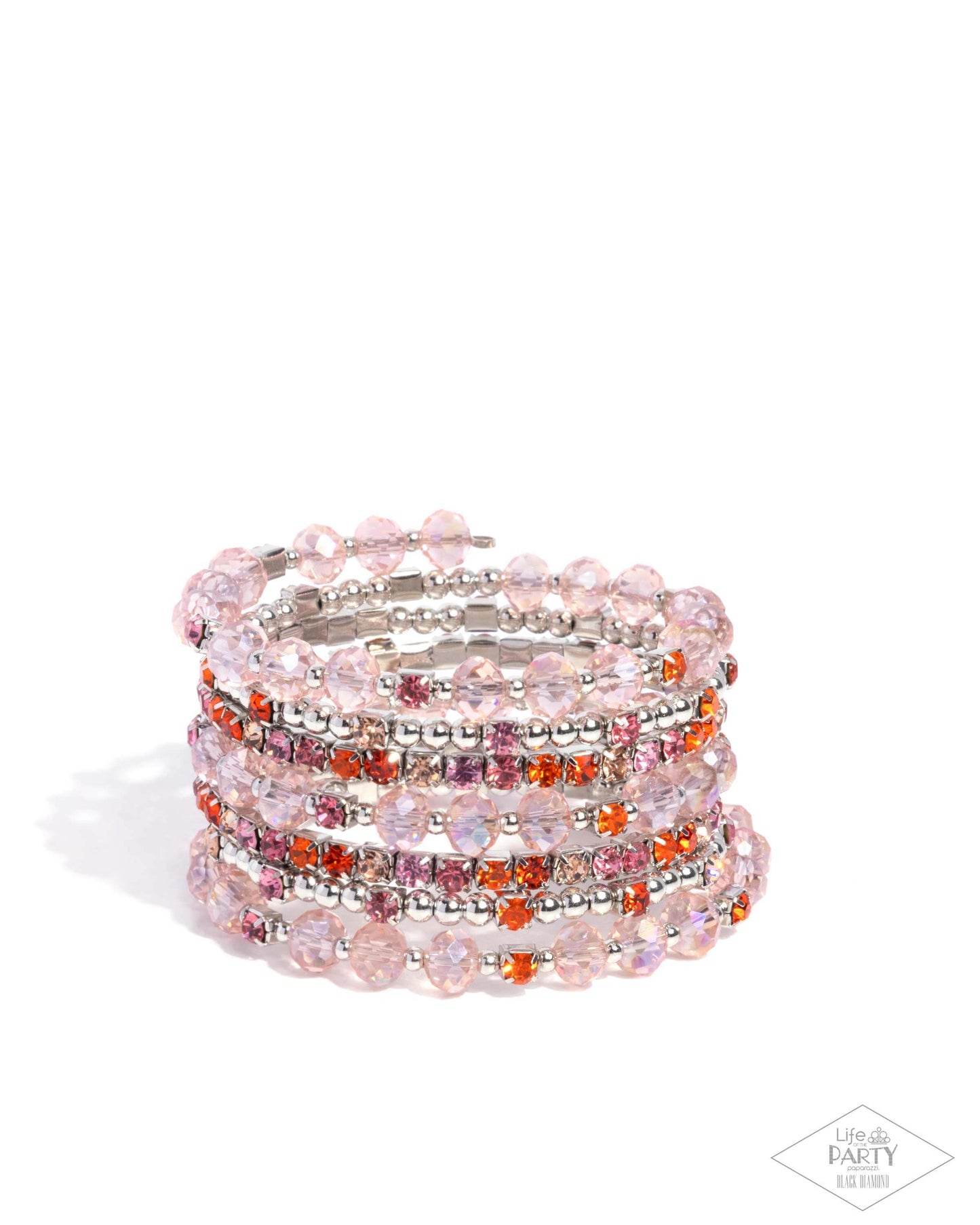 Sizzling Stack - Multi, eye-catching infinity wrap-style bracelet with colorful rhinestones and beads.