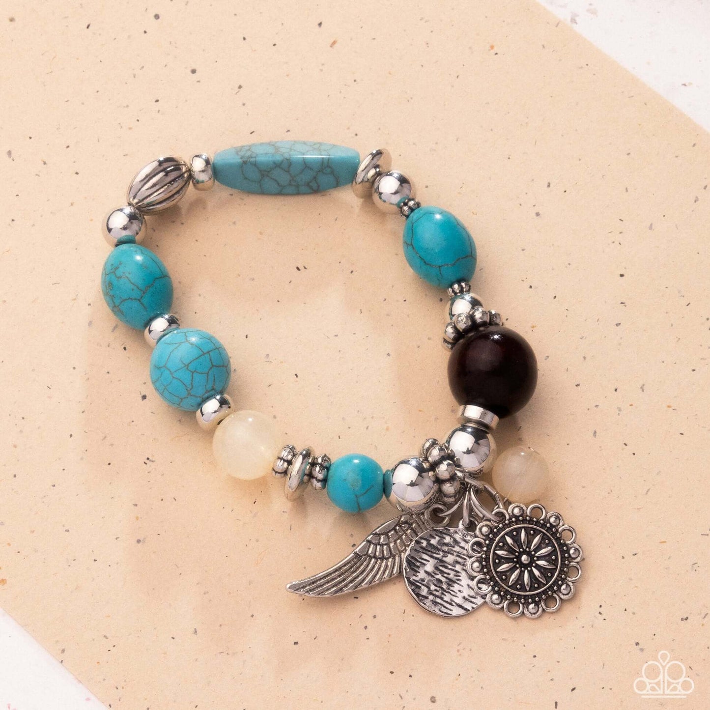 Earthy Eclecticism - Blue Paparazzi Bracelet Accessories,Blue,Bracelet,Charms,Silver Accents,Turquoise