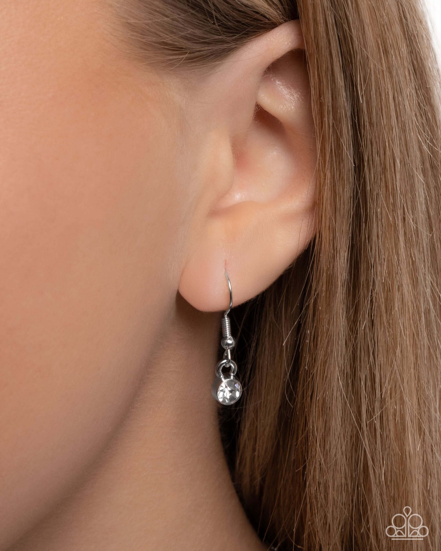 Blessed Brilliance - White Paparazzi Heart Cross Necklace Accessories,Charms,Cross,Hearts,Necklace,Short Necklace,Silver