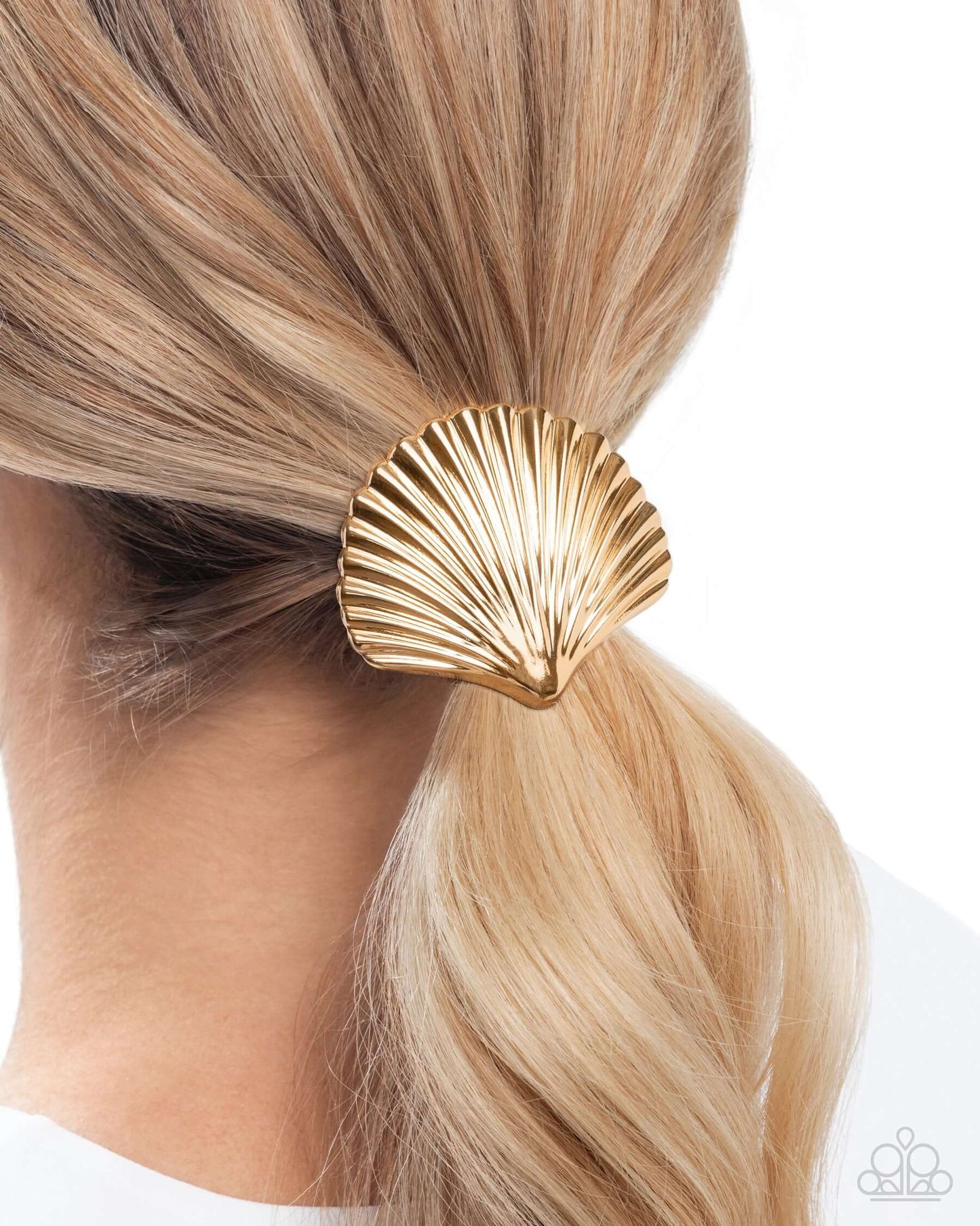 Short Seashell - Gold Paparazzi Hair Tie Accessories,Hair Clips