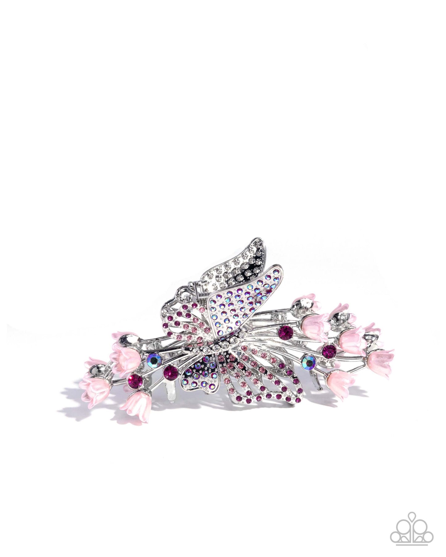 Fluttering French - Pink Paparazzi Hair Clip Accessories,Butterfly,Hair Clips,Iridescence,Multicolor,Pink