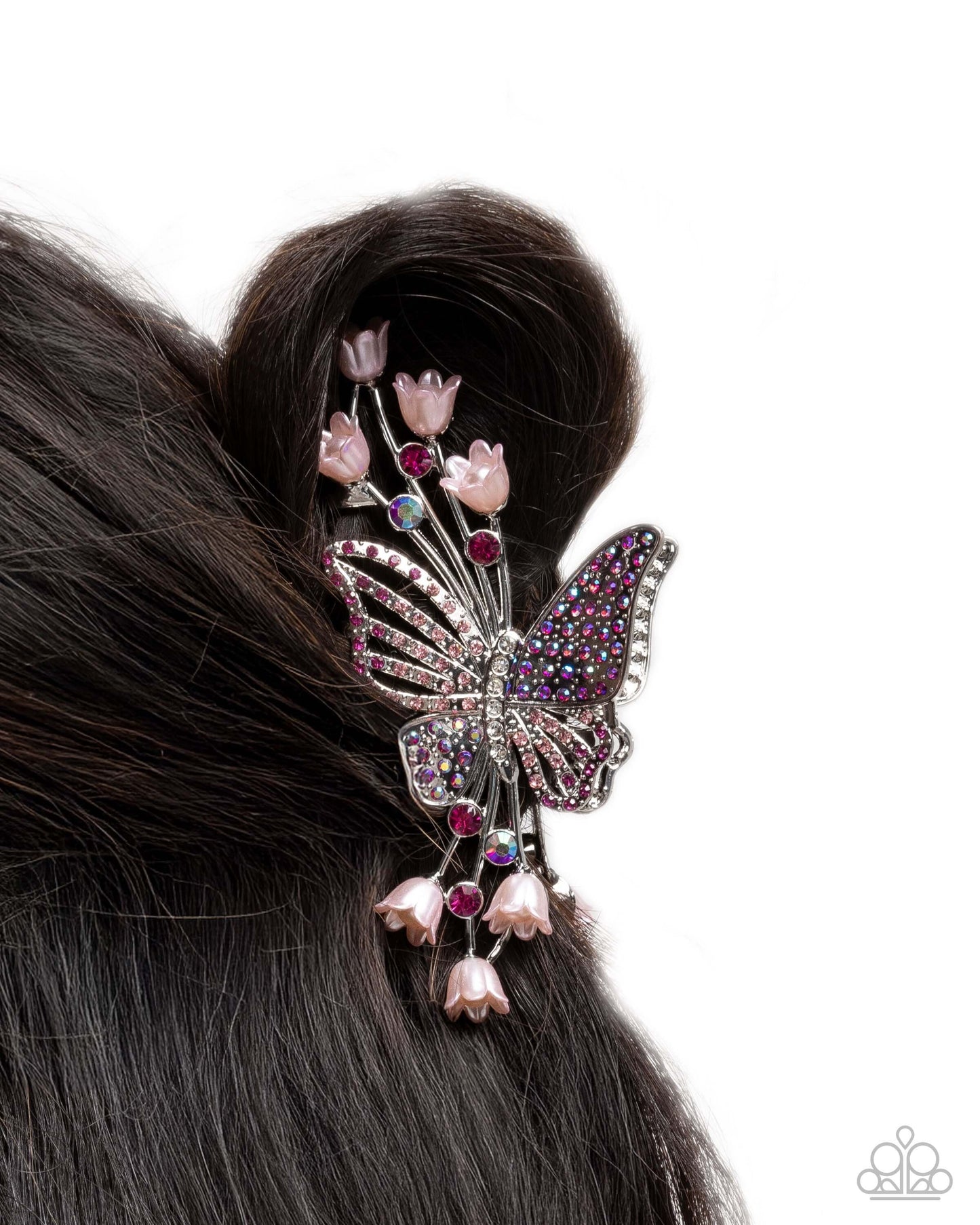 Fluttering French - Pink Paparazzi Hair Clip Accessories,Butterfly,Hair Clips,Iridescence,Multicolor,Pink