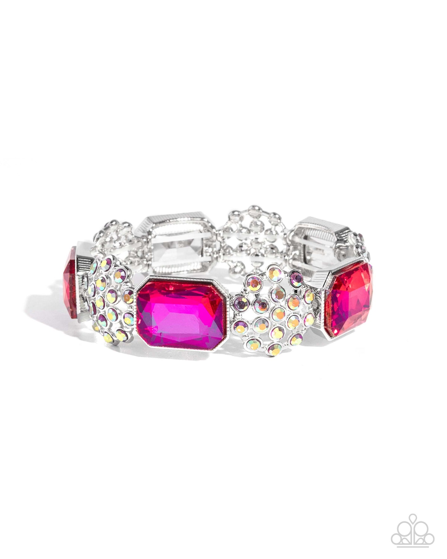 Prismatic Profession - Pink Paparazzi Stretch Bracelet Accessories,Bracelet,Floral,Iridescence,Pink,Stretchy