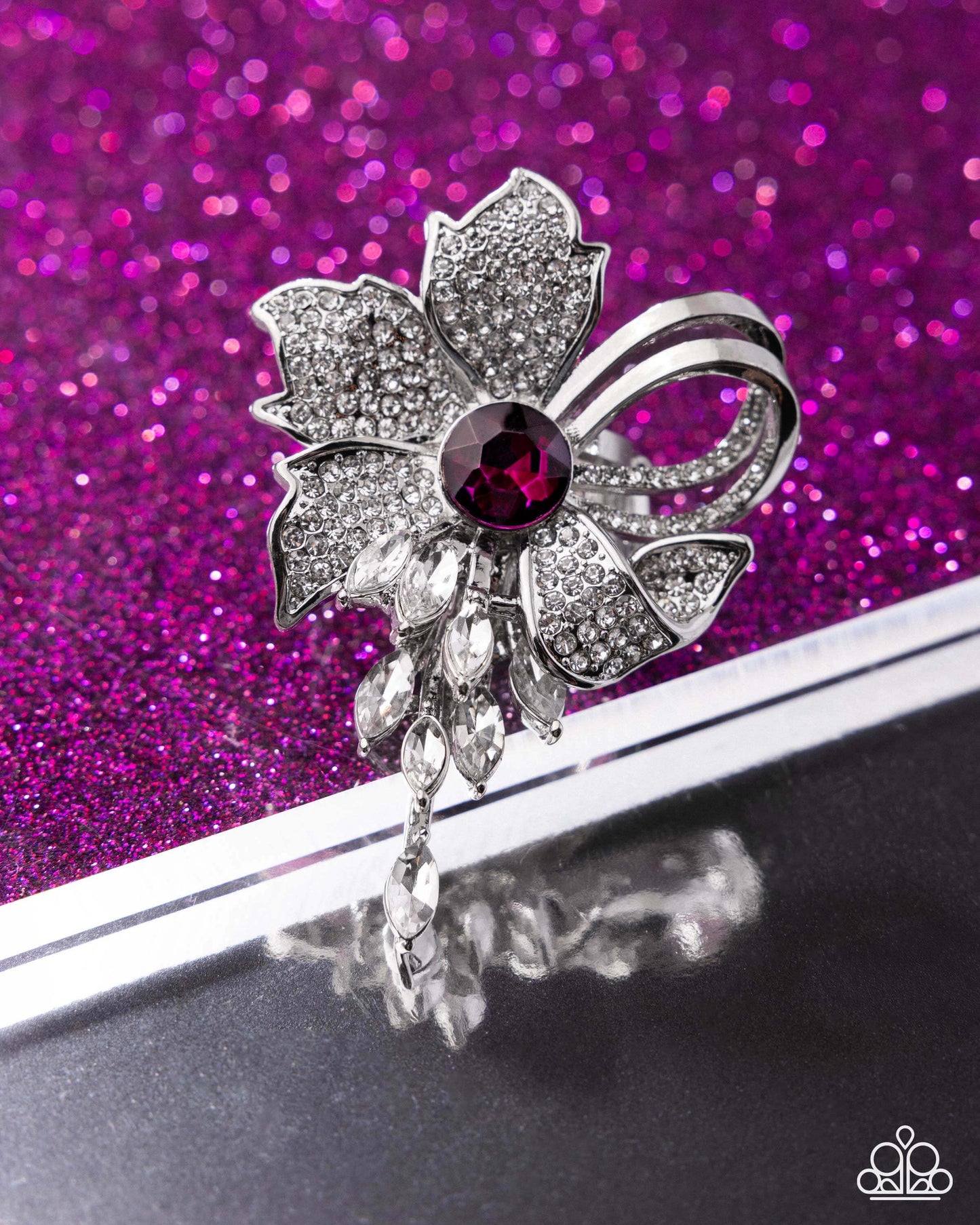 Blooming Broadcast - Pink Paparazzi Ring Accessories,Floral,Pink,Ring,Silver Accents